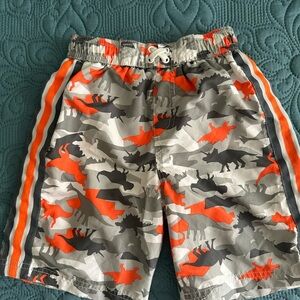 Orange and Gray Camouflage Swim Trunks